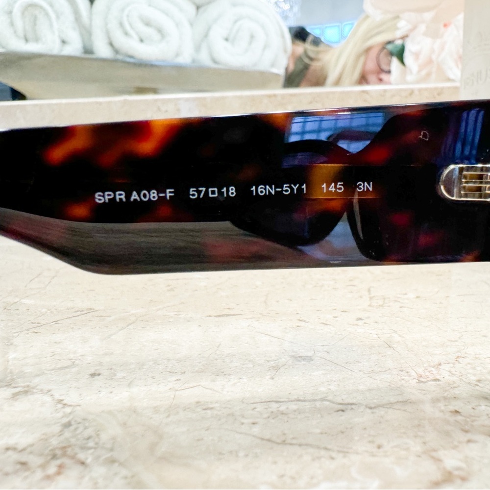 New Prada 56mm Rectangular Sunglasses in Dark Brown - Picture 7 of 9